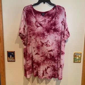 Trendy Tie Dye V Neck Tee